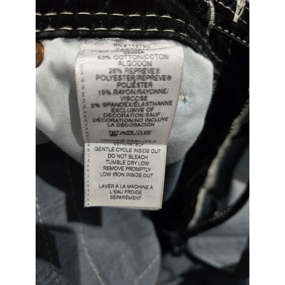True Religion Baggy Belt Cargo Jeans Mens 32 Black Contrast Stitch NWT Wide Leg